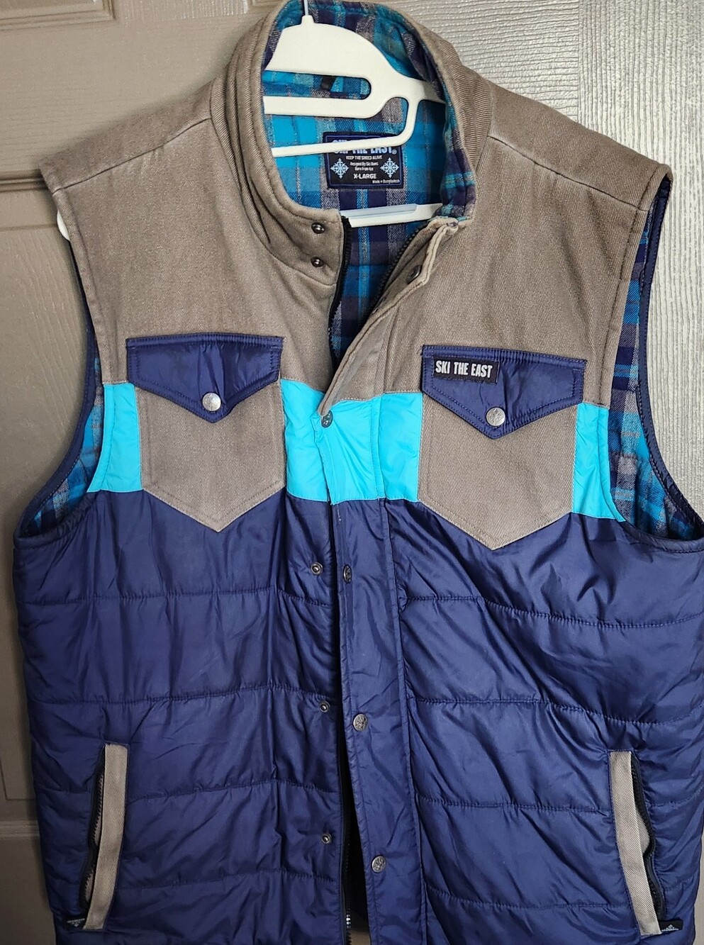 Ski The East Men's Navy & Turquoise Quilted Vest